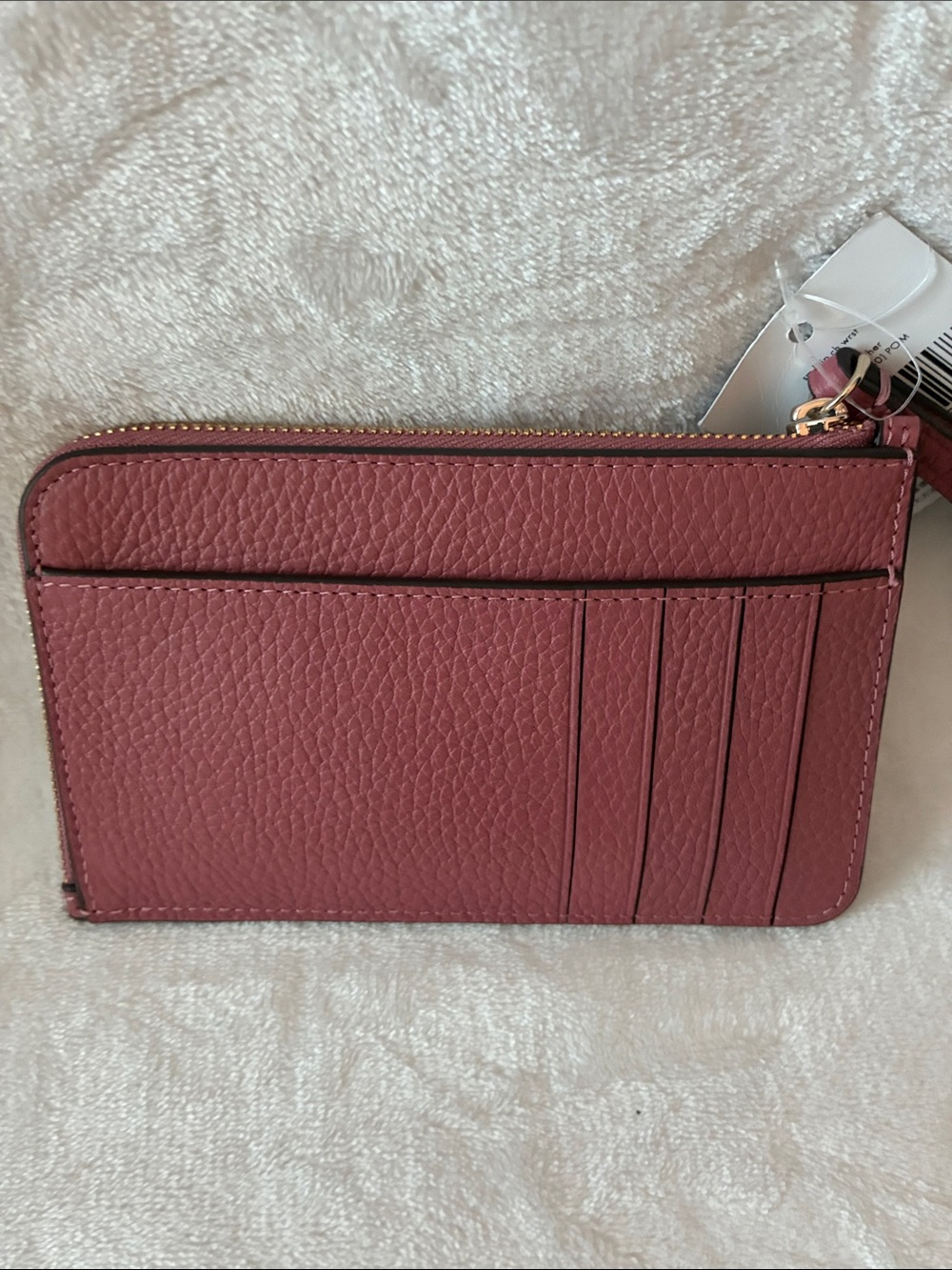 kate spade pebbled leather wristlet in dusty rose with gold logo - Picture 3 of 7